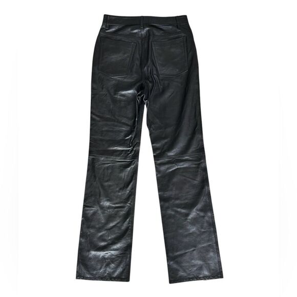 NWT GRLFRND Hallie Slit Leather Ankle Pants in Black - Picture 4 of 4